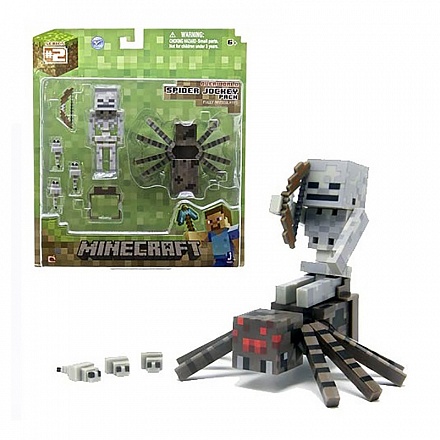 Набор фигурок из серии Minecraft - Spider Jockey скелет с пауком, пластик, 8 см. 