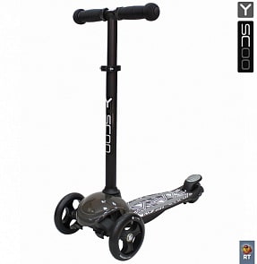 Самокат трехколесный Rt Trio Diamond 120 – Kaleidoscope, светящаяся платформа black/white (Y-SCOO, 6512RT)