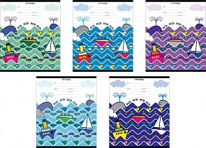 Ученическая тетрадь "По морям, по волнам" в линейку, 12 листов (Полиграфика, 37495)