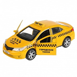 Такси Toyota Corolla, инерционная металлическая, 12 см, открываются двери (Технопарк, COROLLA-T)