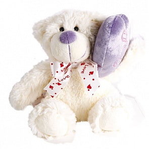 Мишка с сердечком-подушкой, 17 см (Gulliver, 21-910911D)