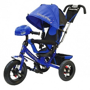 Велосипед 3-х колесный - Lexus Trike, синий с надувными колесами диаметром 30 и 25 см, светомузыкальная модель, регулируемая спинка (Lexus Trike, 950M4-N1210-BLUEsim)