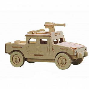 Модель деревянная сборная - Военная техника - Военный внедорожник (Wooden Toys, P063A)