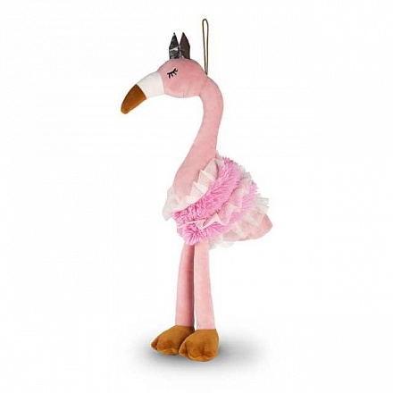 Мягкая игрушка – Фламинго в юбочке и короне, 26 см 