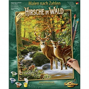 Раскраска по номерам - Олени в лесу, 40 х 50 см (Schipper, 9130810)