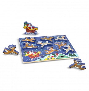 Деревянные пазлы - Санта и олени из серии - Мои первые пазлы (Melissa&Doug, 3717_md)