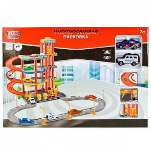 Парковка с 2-мя металлическими машинками Уаз и Лада, 7,5 см. (Технопарк, P4788A-3R)