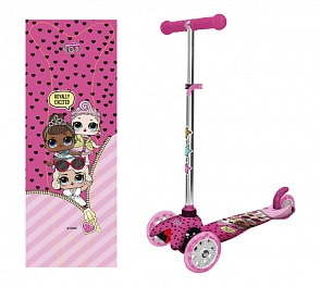 Самокат из серии LOL управление наклоном, PU светящиеся колеса и алюминиевый регулируемый руль (1toy, Т14751)
