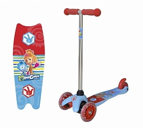 Самокат трехколесный – Фиксики, со светящимися колесами (1 Toy, Т58463)