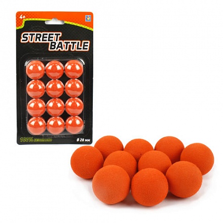 Мягкие шарики 2,8 см для игр оружием Street Battle, 12 шт. 
