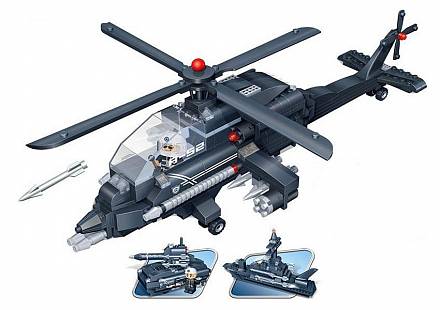 Конструктор 3 в 1: вертолет, танк, корабль,  295 деталей  