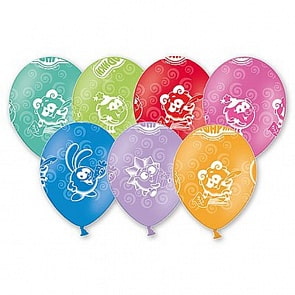 Воздушные шарики из серии Смешарики пастельные с шелкографией, размер 36 см. (Procos, 1103-1154)