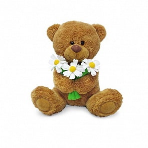 Мягкая игрушка - Медвежонок Сэмми с ромашками, музыкальный, 18 см (Lava, Л8733Е)