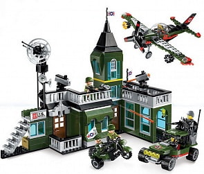 Конструктор - Военная база с фигурками и аксессуарами, 627 деталей (Enlighten Brick, BRICK1714) 