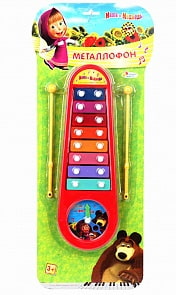 Музыкальный инструмент – металлофон «Маша и медведь» с часами (Играем вместе, B362755-R2sim)