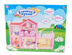 Кукольный домик - В гостях у куклы, с мебелью и фигурками (ABtoys, PT-00772(WK-B7956)