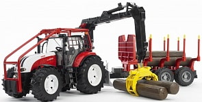 Bruder Steyr CVT 6230 - Трактор лесной с манипулятором и прицепом с брёвнами (Bruder, 03-093)