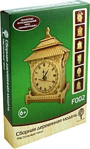 Модель деревянная сборная - Настольные часы (Wooden Toys, F002)