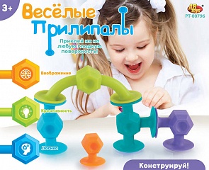 Конструктор мягкий с присосками - Веселые прилипалы, 5 деталей (ABtoys, PT-00796(WZ-A4769))