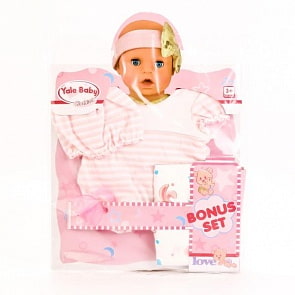 Одежда для кукол – Костюмчик с шапочкой, соской и памперсами, в пакете (Yale Baby, BLC202Gsim)