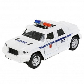 Модель – Бронемашина полиция, инерционная, открываются двери, белый, 12 см (Технопарк, FY6158-12POL-WH)