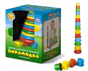 Пирамидка – Занимательная, большая, 14 круглых стаканов (Stellar, 01512_stell)