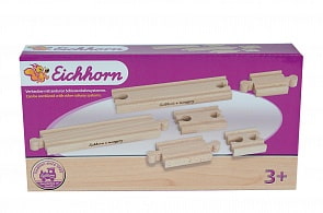 Набор для дополнения деревянного железнодорожного полотна малый, 6 деталей (Eichhorn, 100001408)