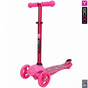 Самокат трехколесный Trio Diamond 120 - Kaleidoscope светящаяся платформа, pink (Y-SCOO, 6513RT)