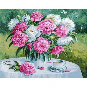 Раскраски по номерам - Роскошные пионы, 50 х 40 см (Белоснежка, 193-AB)