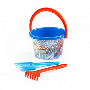 Набор Marvel Человек-Паук №5: ведро среднее с наклейкой, лопатка, грабельки (Полесье, 65902) (ассортимент)