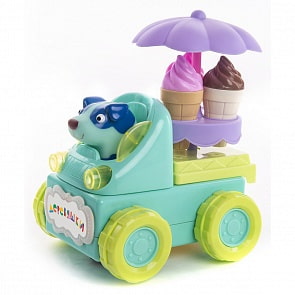 Машинка музыкальная Собачка Гав-Гав, движение, свет (Деревяшки, 18WC03)