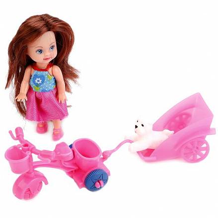 Кукла  Hello Kitty - Машенька 12 см, на велосипеде с прицепом, питомцем и аксессуарами 