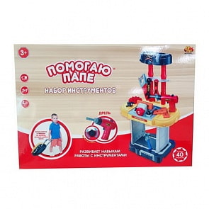 Набор инструментов 3 в 1 - Помогаю папе, 40 предметов в чемодане (Abtoys, PT-00793)