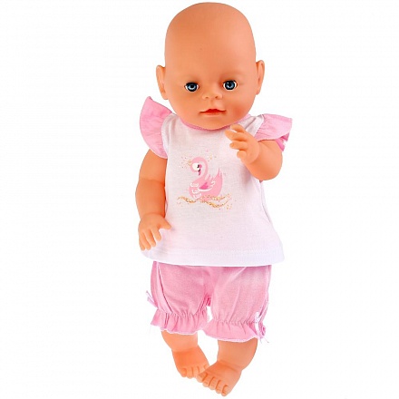 Розовый костюм для кукол ™Карапуз 40-42см - Царевна лебедь, шорты и маечка 