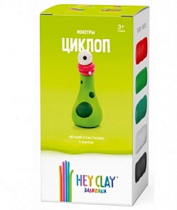Легкий пластилин для лепки Залипаки - Циклоп, 5 банок (Hey Clay)