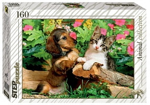 Пазл Верные друзья. Щенок и котенок, 160 элементов (Step Puzzle, 72054)
