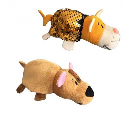 Плюшевая игрушка из серии Вывернушка Блеск с пайетками 2в1 Бульдог-Кот, 12 см. 
