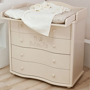 Комод с настилом Красная Звезда С 567 резьба №28 кошка, слоновая кость (Красная Звезда, КЗ-C 567_слоновая кость)