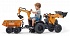Трактор-экскаватор педальный c ковшом и прицепом, желтый, 225 см  - миниатюра №1