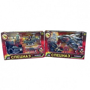 Набор военный с самолетом или вертолетом, машиной, фигуркой, оружием (Играем вместе, L33310-Rsim)