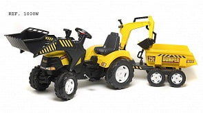 Трактор-экскаватор педальный с прицепом, 225 см. (Falk 1000W)