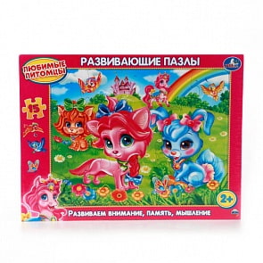 Развивающие пазлы в рамке - Любимые питомцы, 15 элементов (Умка, 4690590102107sim)