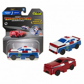 Автовывернушка Transcar 2 в 1: Патрульная машина – Спорткар, 8 см (1toy, Т18287)