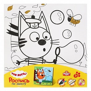 Набор для творчества Холст для росписи Три кота. Коржик, с глиттером, 15 х 15 см (MultiArt, 26723-TC)