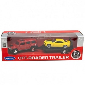 Набор моделей с прицепом Hummer H3 + Chevrolet Camaro ZL1 (Welly, 43629F-2)