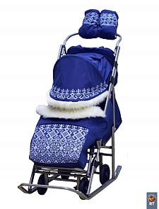 Санки-коляска СТАР Славянские узоры - синие (RT, 4995RT)