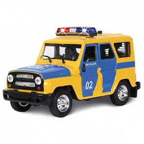 Машина металлическая инерционная – УАЗ - Милиция с сиреной и мигалками (Технопарк, 31514-14sim)