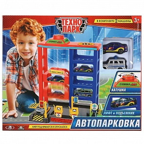 Парковка Многоуровневая Стоянка с 2-мя машинками 7,5 см Уаз и Лада (Технопарк, P8388A-1R)