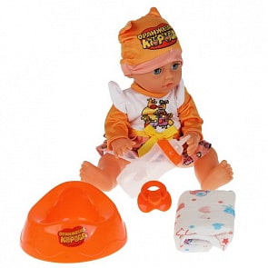 Пупс озвученный Оранжевая корова 25 см пьет и писает 25 песен и фраз из м/ф (Карапуз, Y25-ORG-COW)