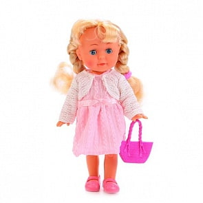 Интерактивная кукла Полина, 30 см, озвученная, стихи и песни А. Барто, закрываются глаза (Карапуз, POLI-03-RUРозБелsim)